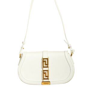 Versace Women's White 100% Leather Greca Goddess Handbag Shoulder Bag